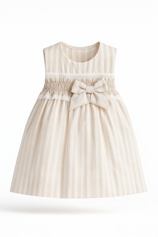 Baby Girl Smocked Cotton Dress with Bow
