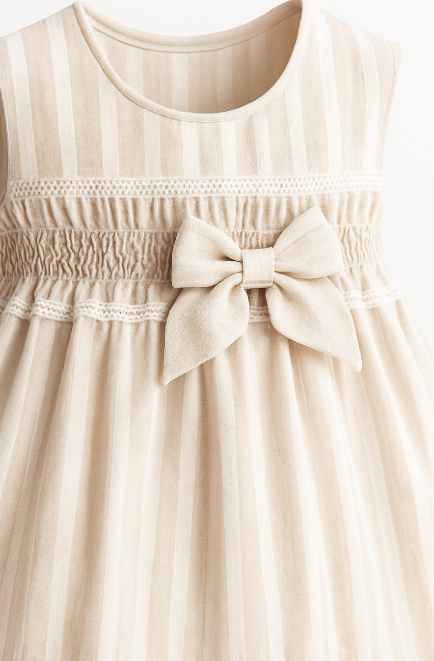 Baby Girl Smocked Cotton Dress with Bow