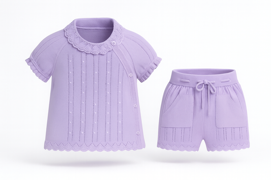 Baby Girl Soft Lavender Cotton Knit Set