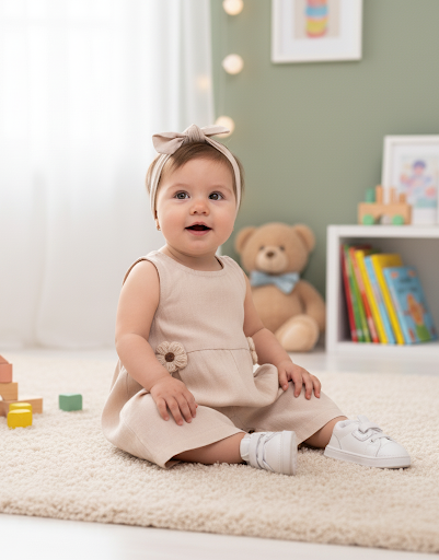 Beige Bloom Baby Overall