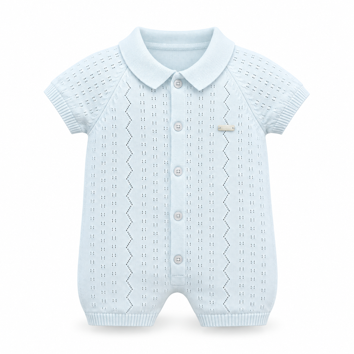 Little Gentleman Pointelle Knit Romper