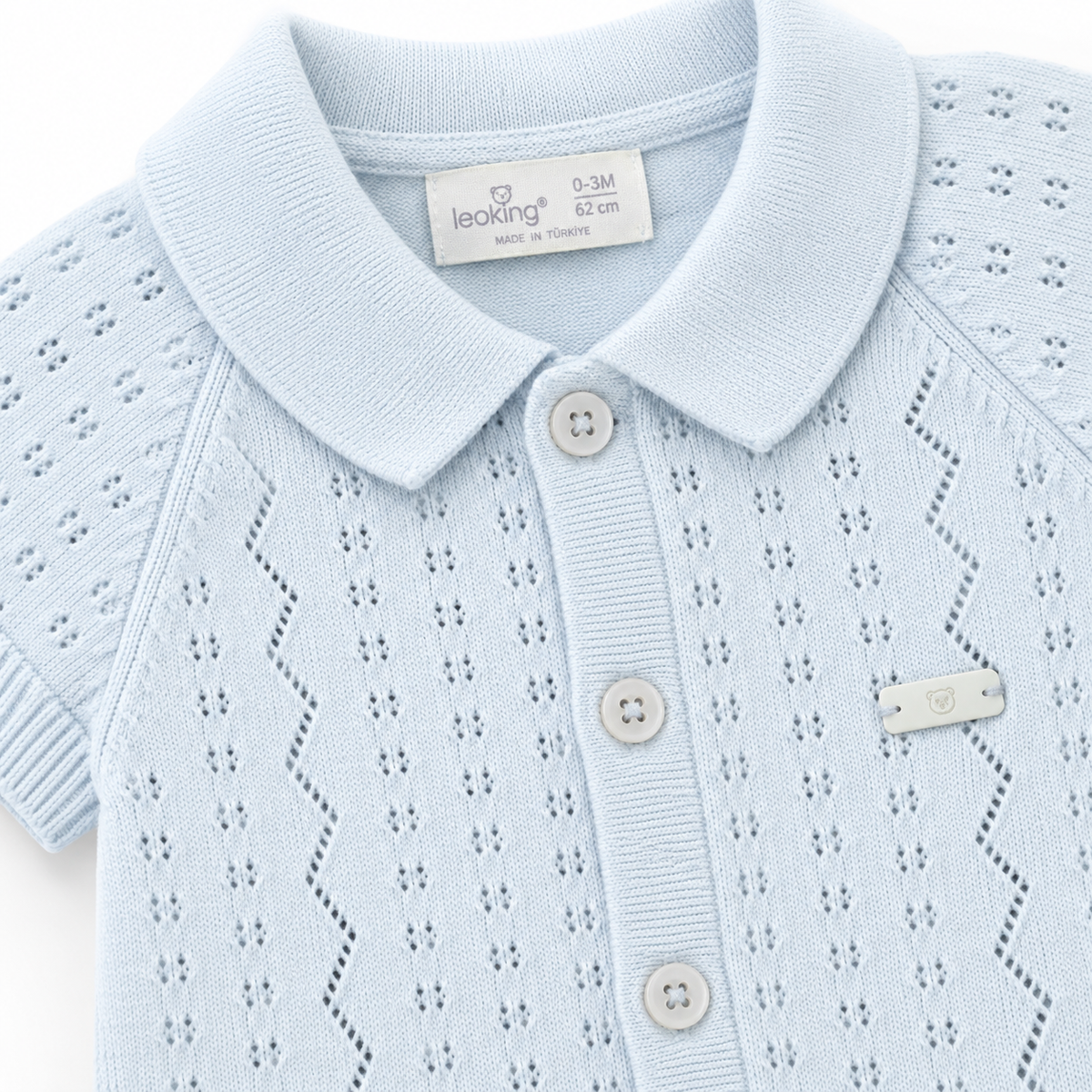 Little Gentleman Pointelle Knit Romper