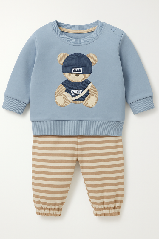 Blue Teddy Bear Cotton Set