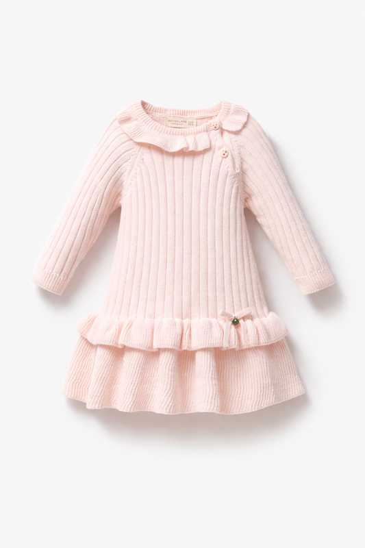 Blush Knit Ruffle Dress