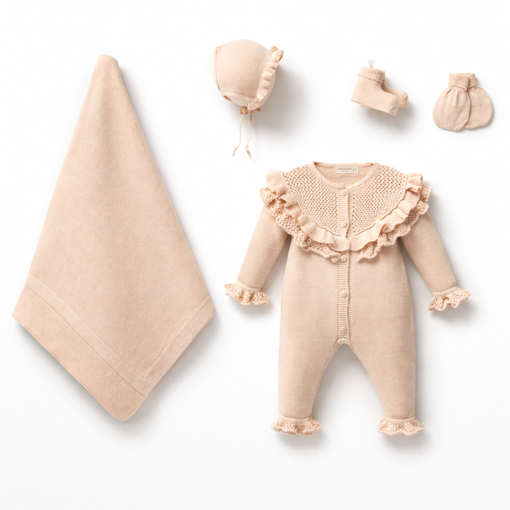 Blush Ruffle Knit Newborn Set