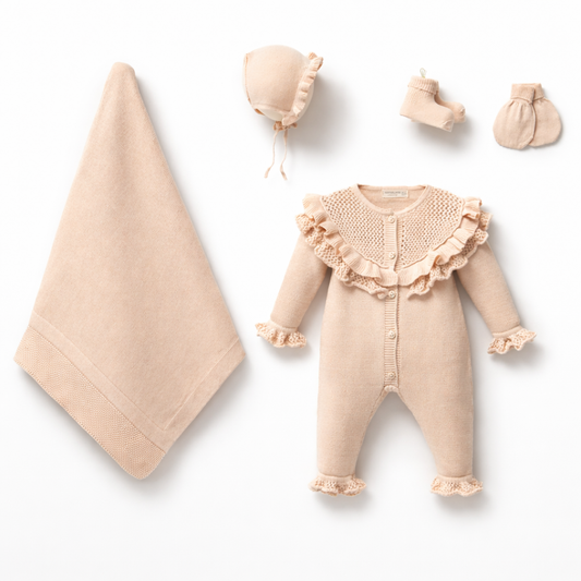 Blush Ruffle Knit Newborn Set