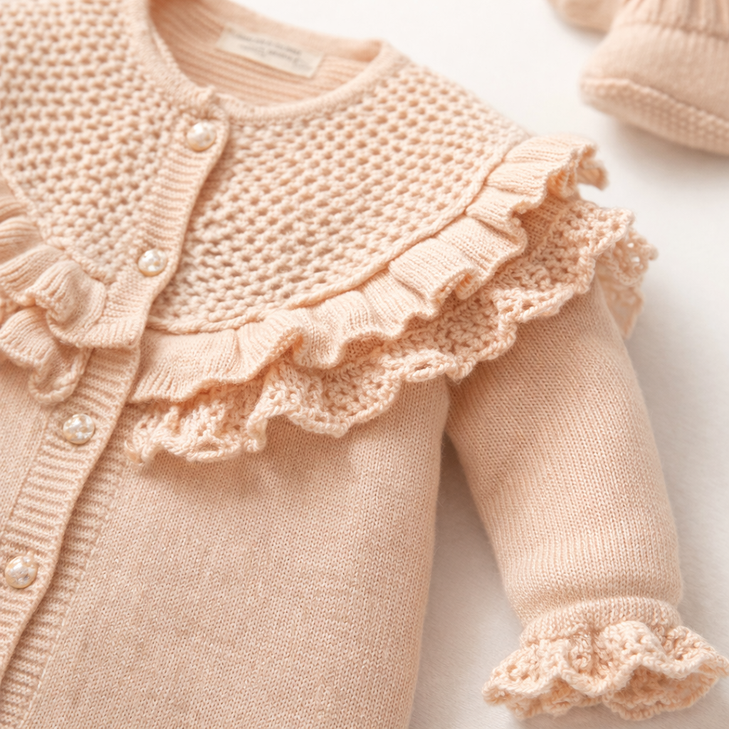 Blush Ruffle Knit Newborn Set