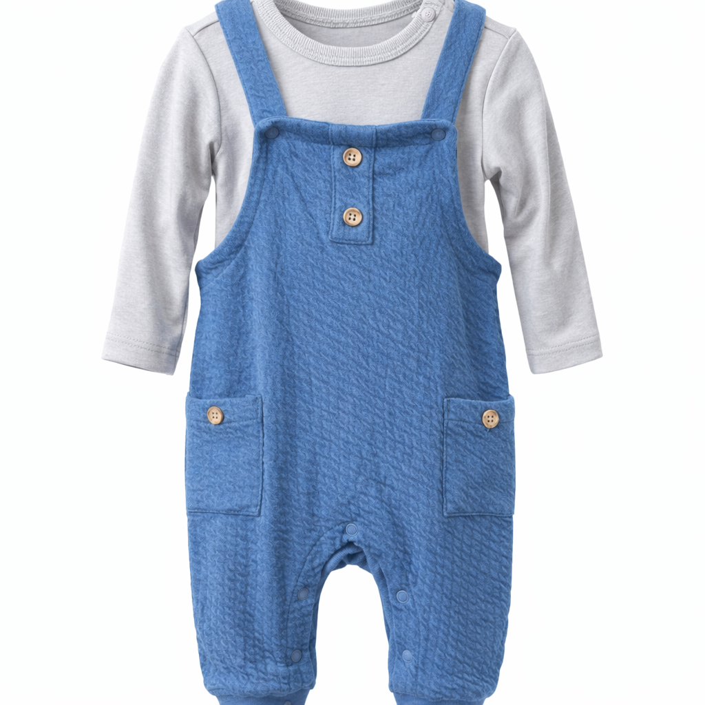 Baby Boy Blue Quilted Overall Set