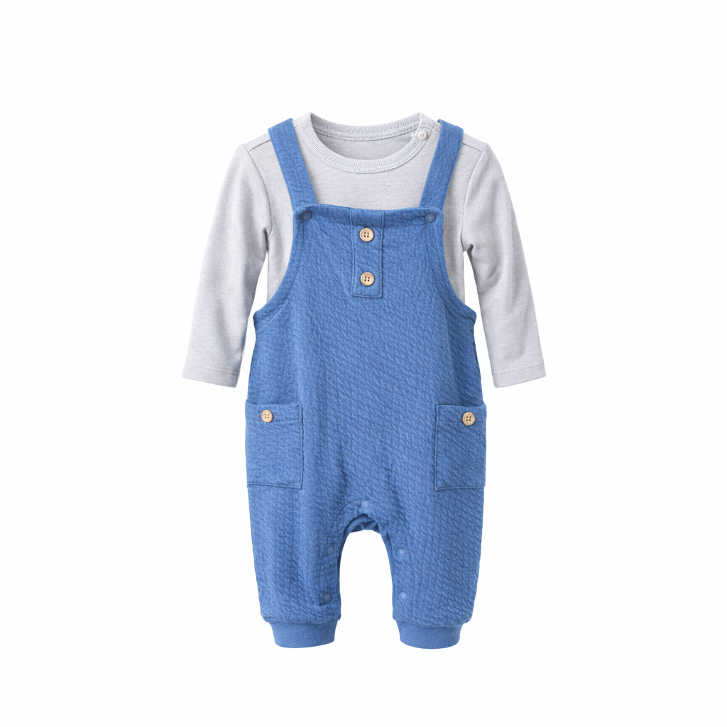 Baby Boy Blue Quilted Overall Set