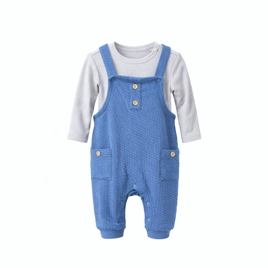 Baby Boy Blue Quilted Overall Set