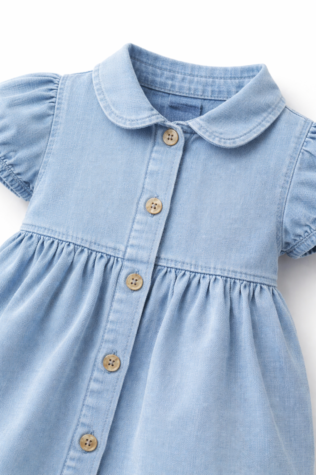 Classic Sky Blue Button Dress