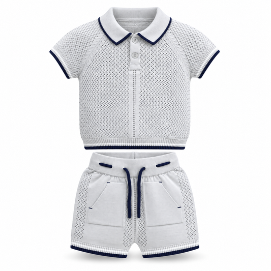 Classic Navy Trim Knit Set