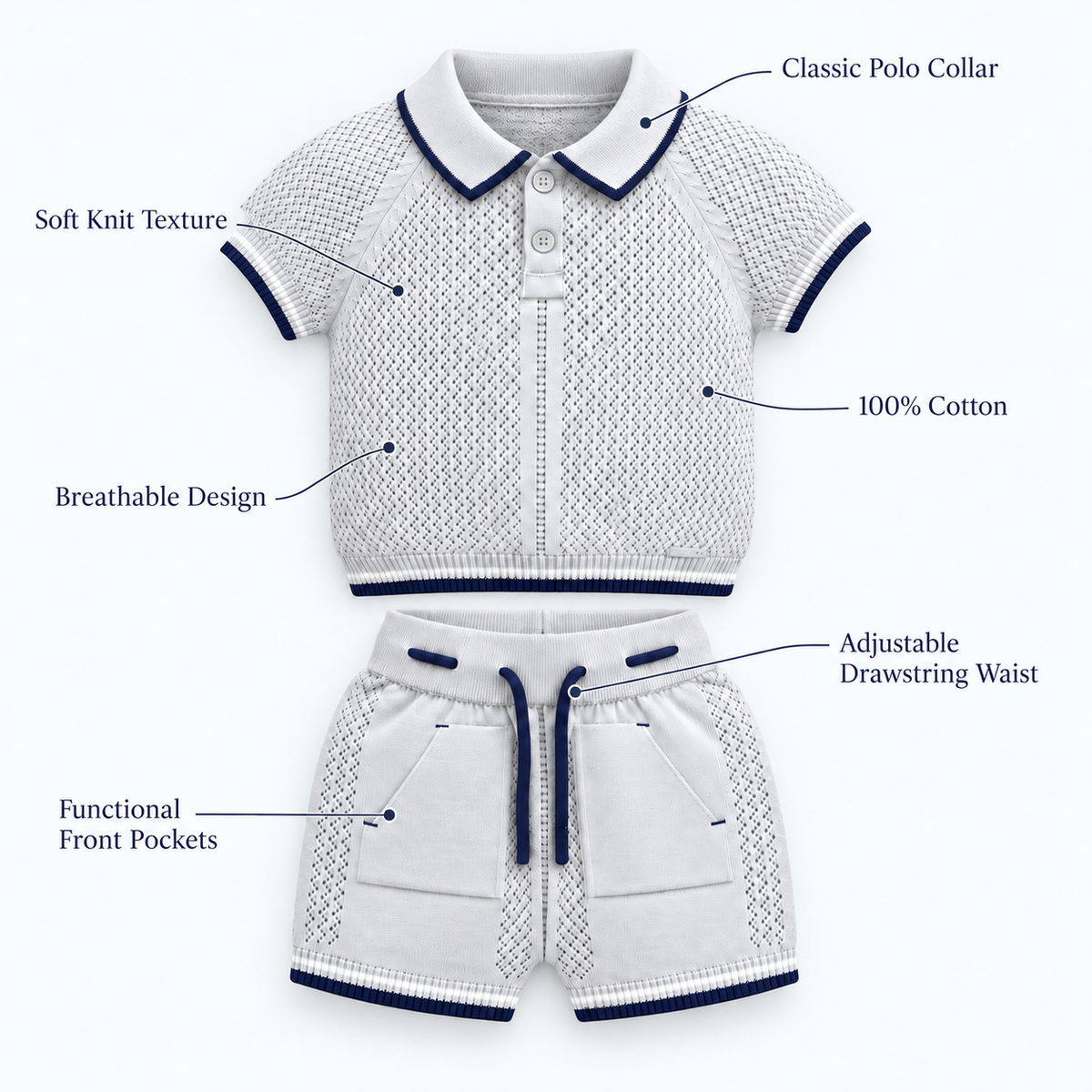Classic Navy Trim Knit Set