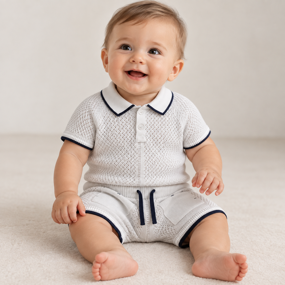 Classic Navy Trim Knit Set