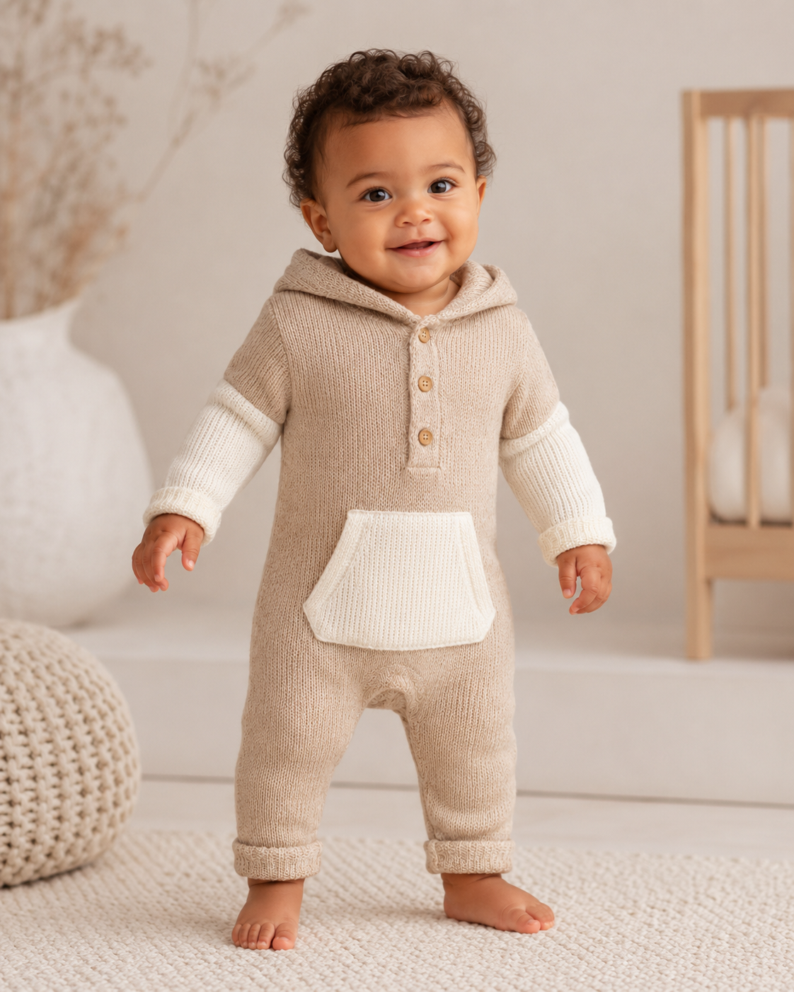 Cozy Hooded Knit Romper