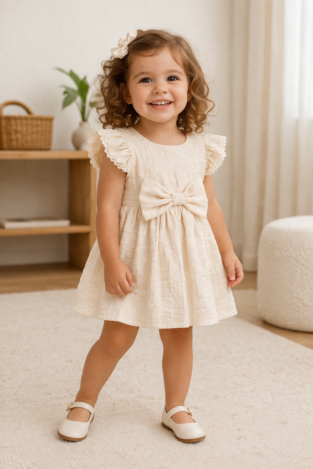 Cream Bow Whisper Dress