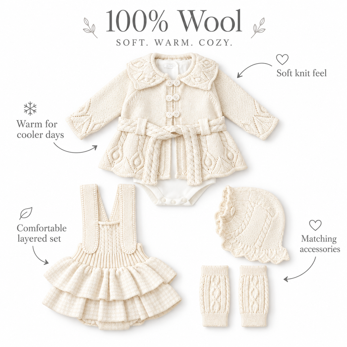 Cream Heirloom Knit Set