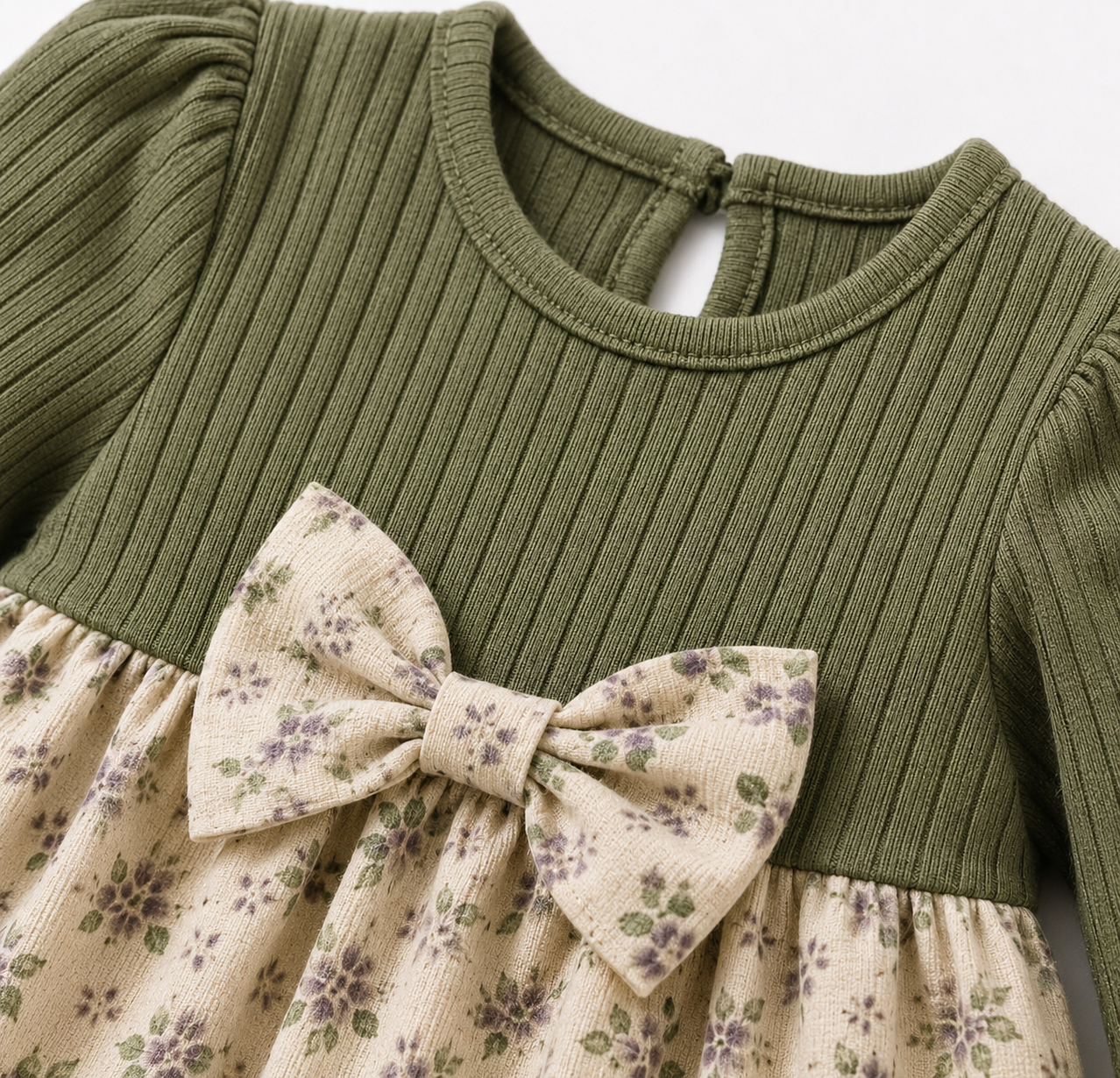 Olive Blossom Bow Dress