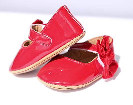 Ruby Red Patent Bow Flats