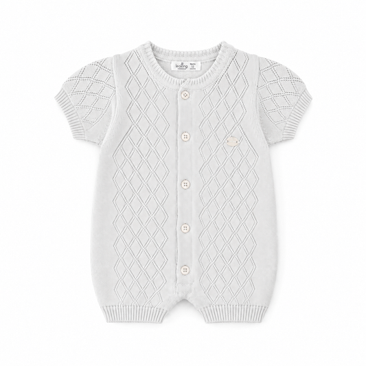 Diamond Knit Short Sleeve Romper