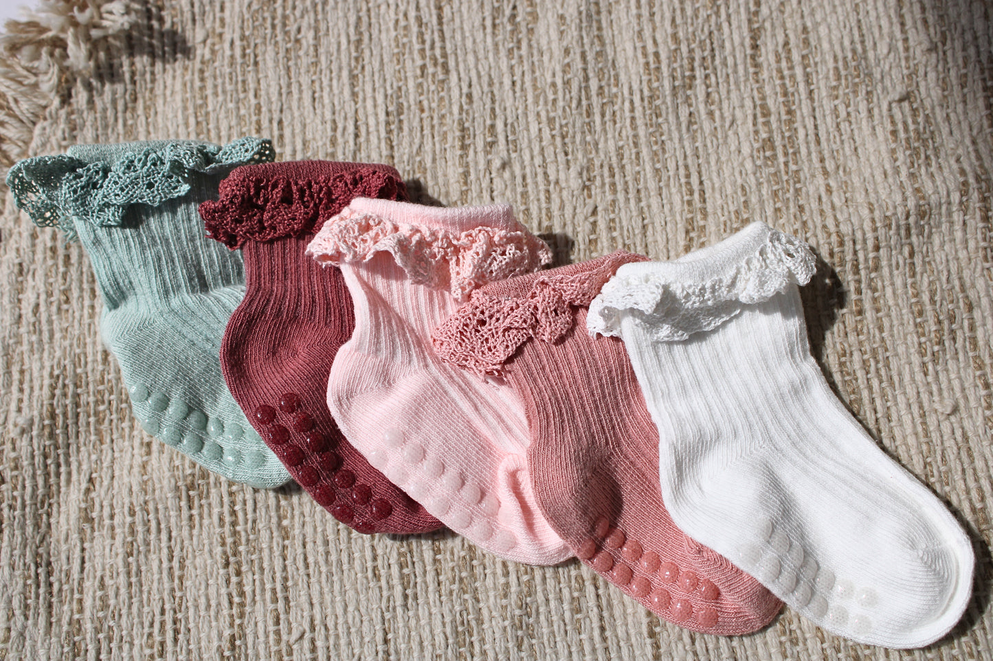 Ruffled Lace Trim Baby Socks