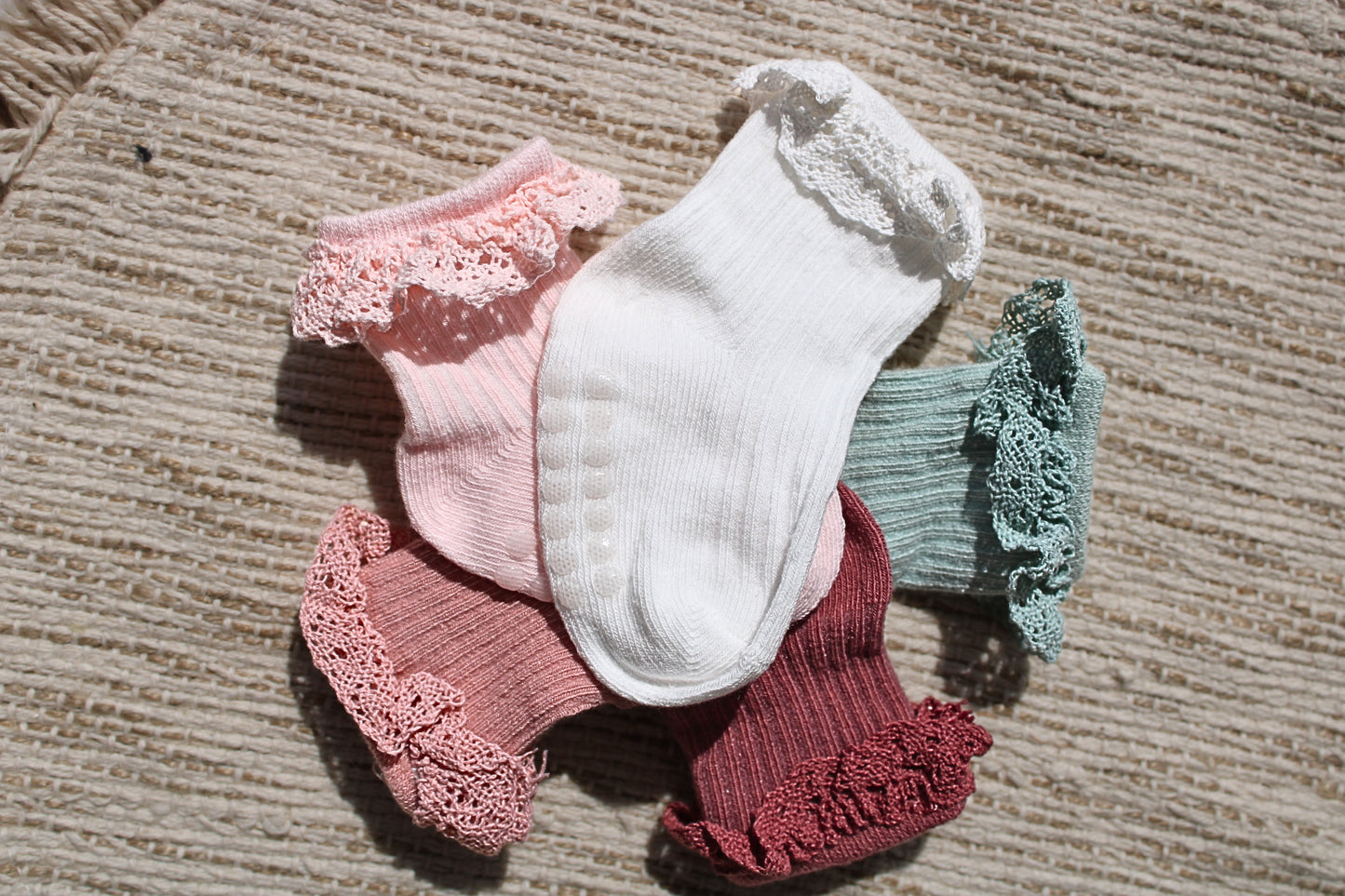 Ruffled Lace Trim Baby Socks