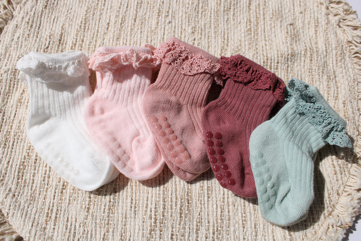 Ruffled Lace Trim Baby Socks