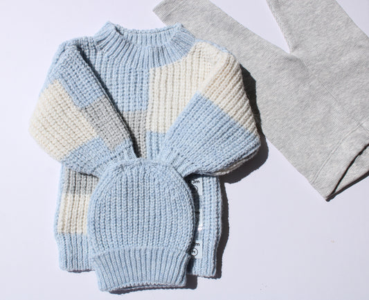 Color- Block Knit Sweater Set