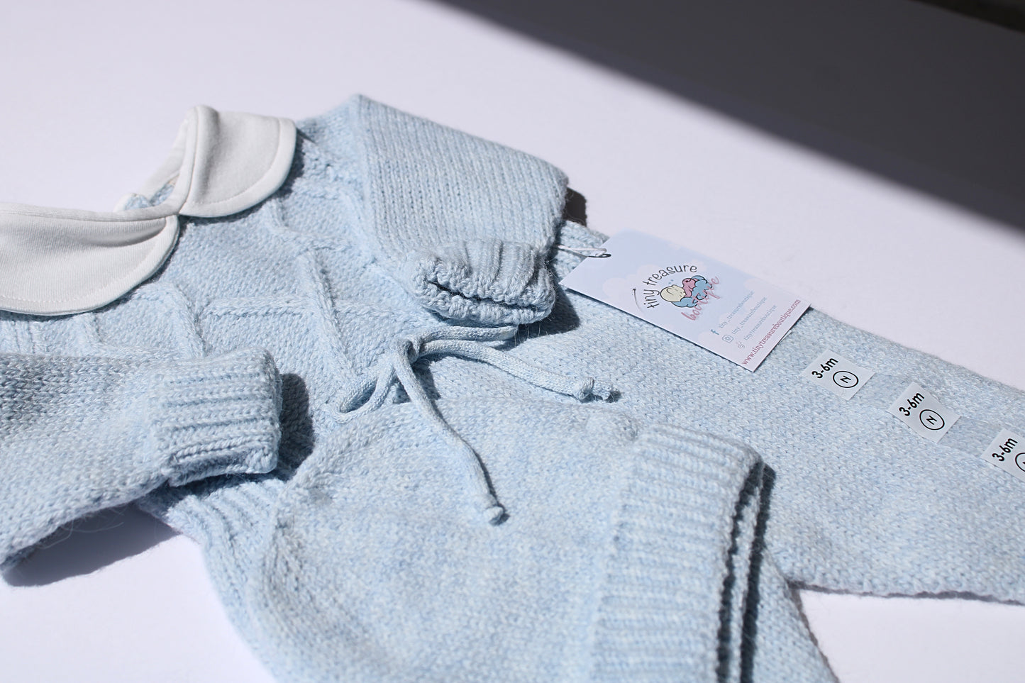 Classic Knitted Baby Romper with  Beanie