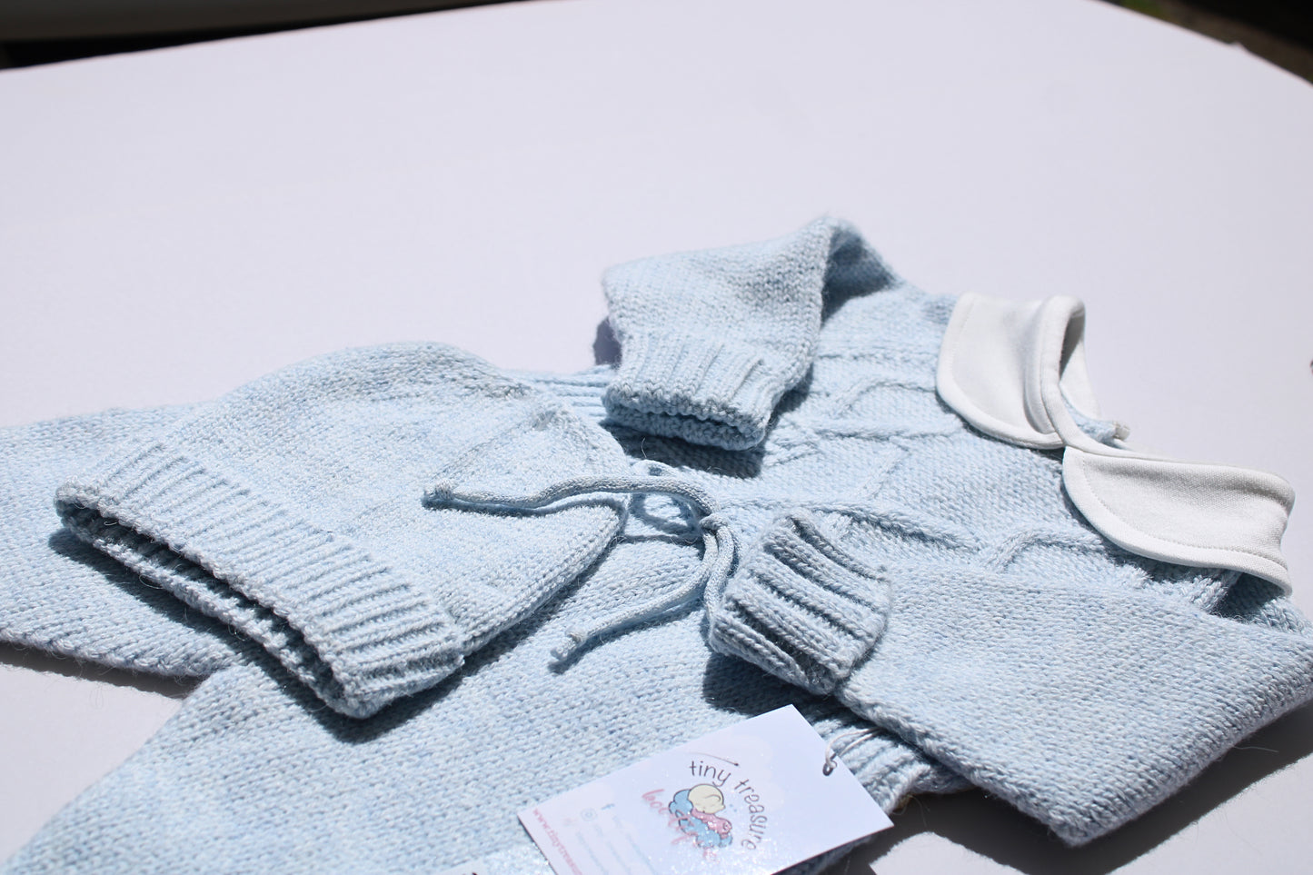 Classic Knitted Baby Romper with  Beanie