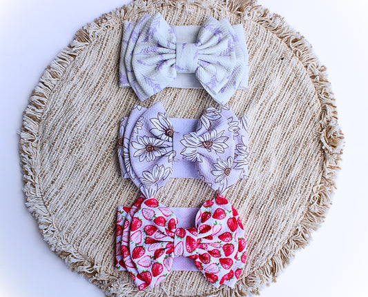 Double Bow Headbands Print 0-3m