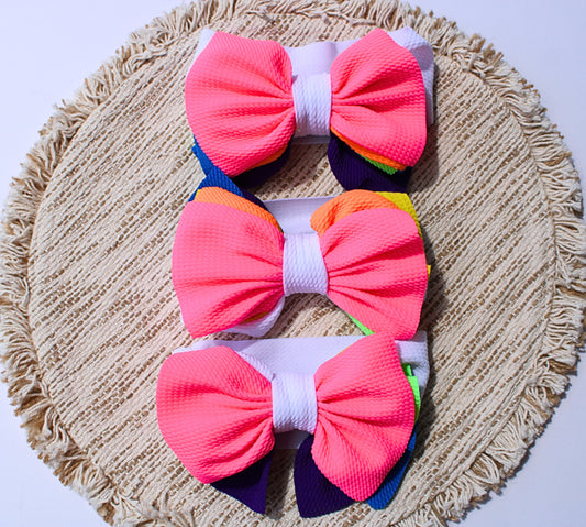 Fluffy Neon Bow Headbands 0-12m