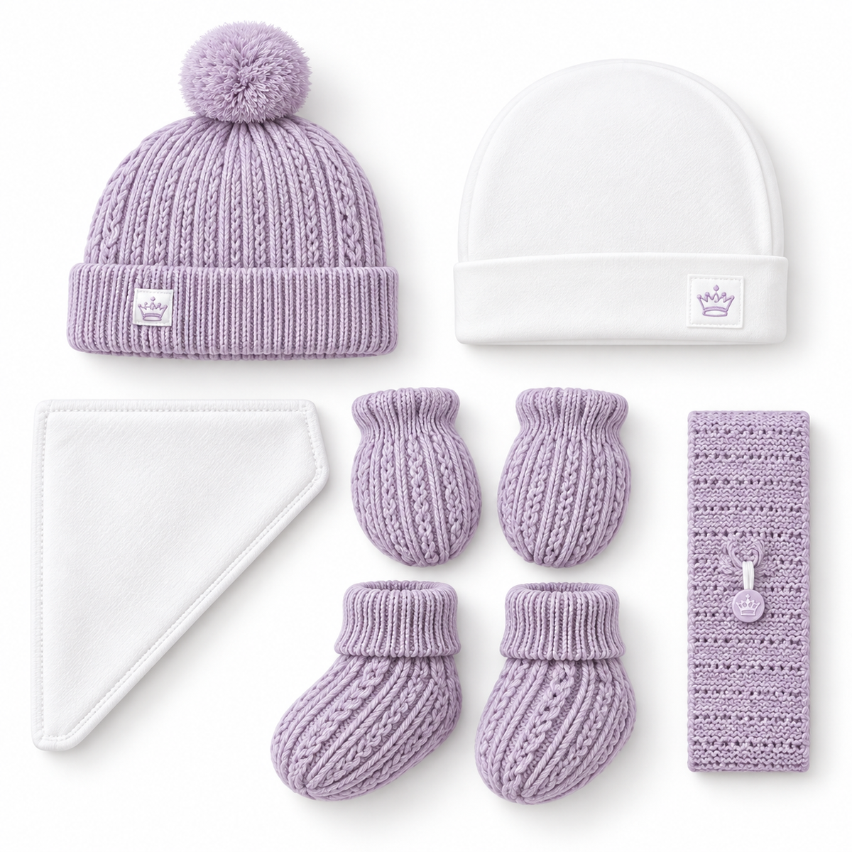 Lavender Crown Newborn Wool Set