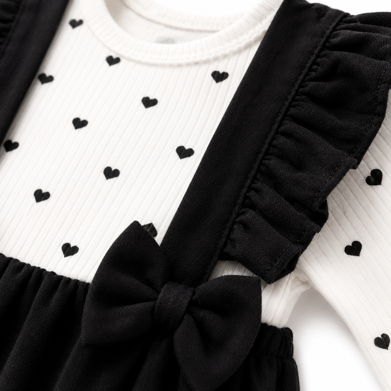 Monochrome Hearts Romper Set