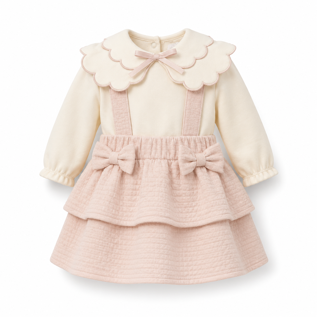 Pink Bow Suspender Dress Set