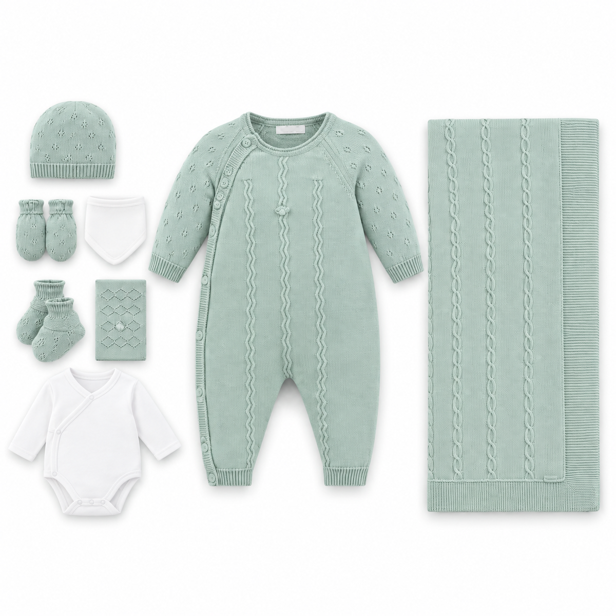 Sage Serenity Newborn Knit Set