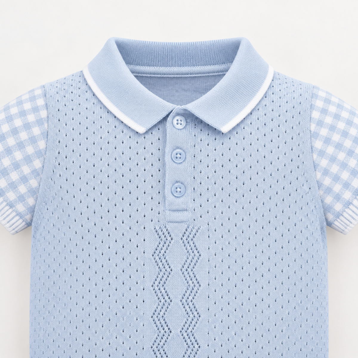 Sky Blue Gingham Knit Set