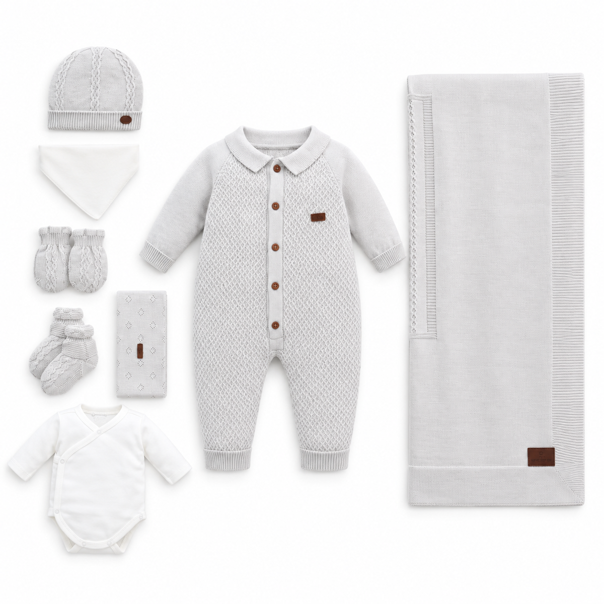 Soft Grey Heritage Newborn Knit Set