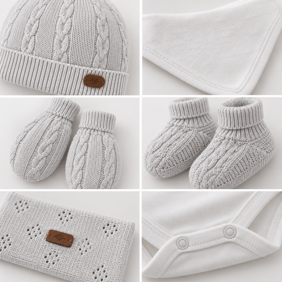 Soft Grey Heritage Newborn Knit Set