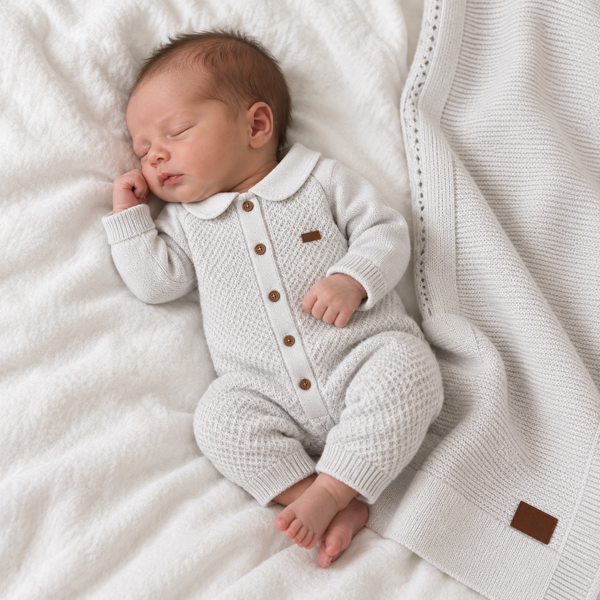 Soft Grey Heritage Newborn Knit Set