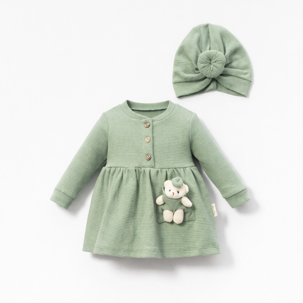 Sweet Teddy Sage Dress Set