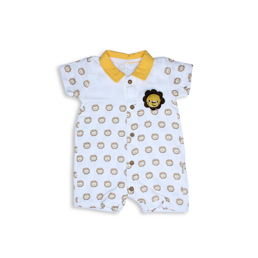 Baby Boy Short Romper with Lion Print