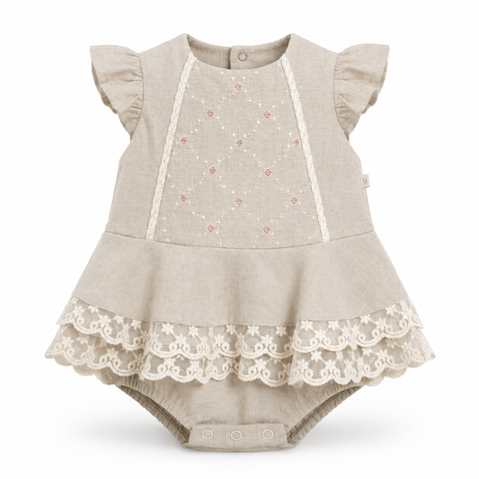 Vintage Lace Garden Romper Dress.