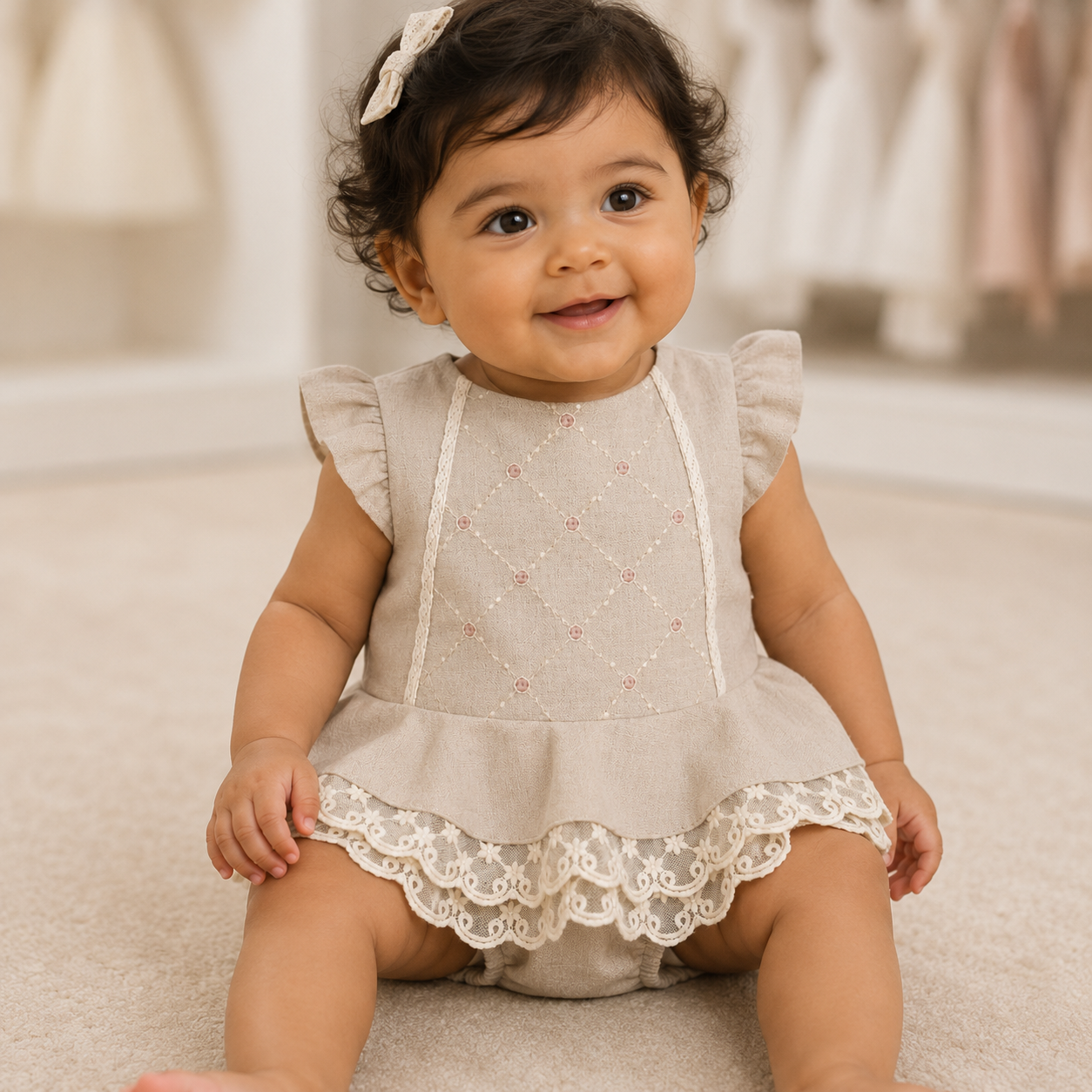 Vintage Lace Garden Romper Dress.