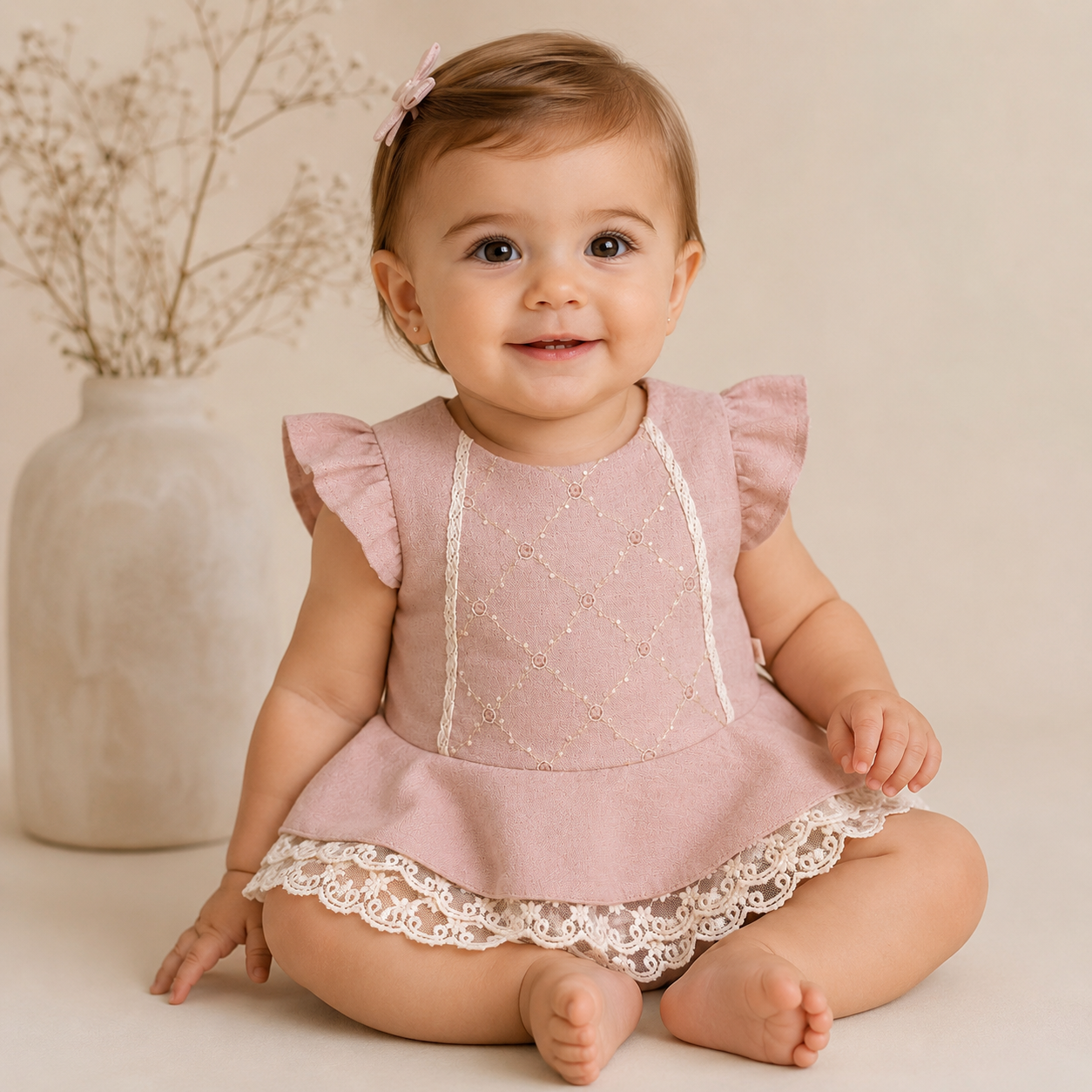 Vintage Lace Garden Romper Dress.