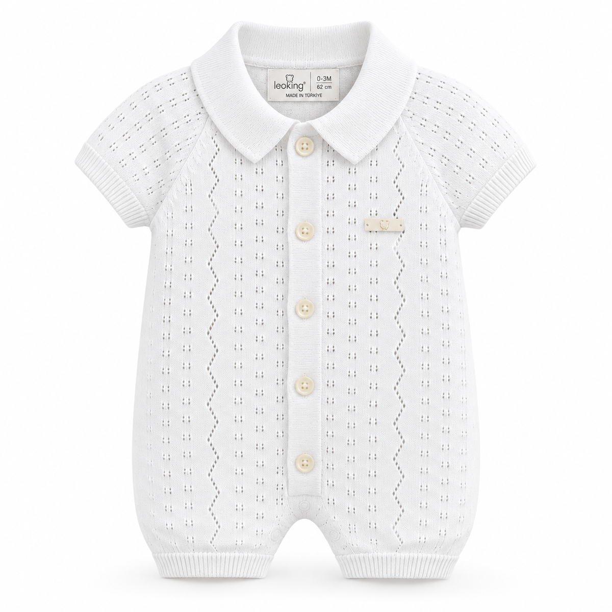 Little Gentleman Pointelle Knit Romper