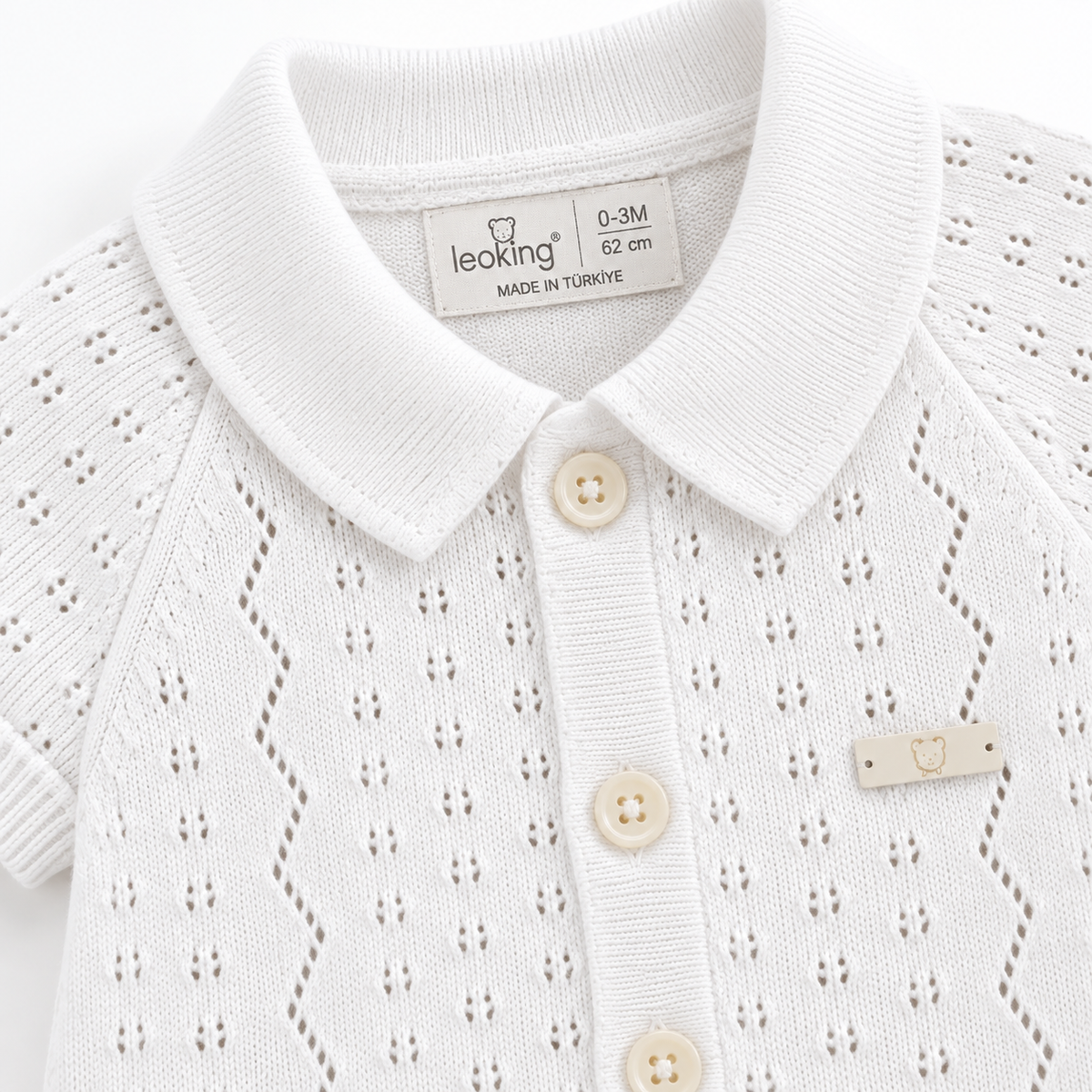 Little Gentleman Pointelle Knit Romper