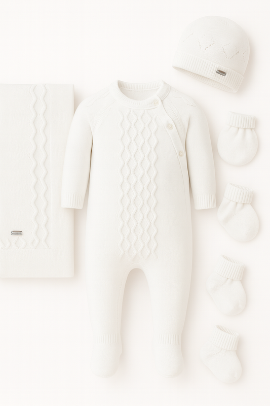 White Zig-zag Baby Boy Set of 5