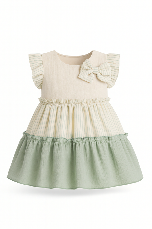 Baby Girl Vintage Ruffle Dress with Bow