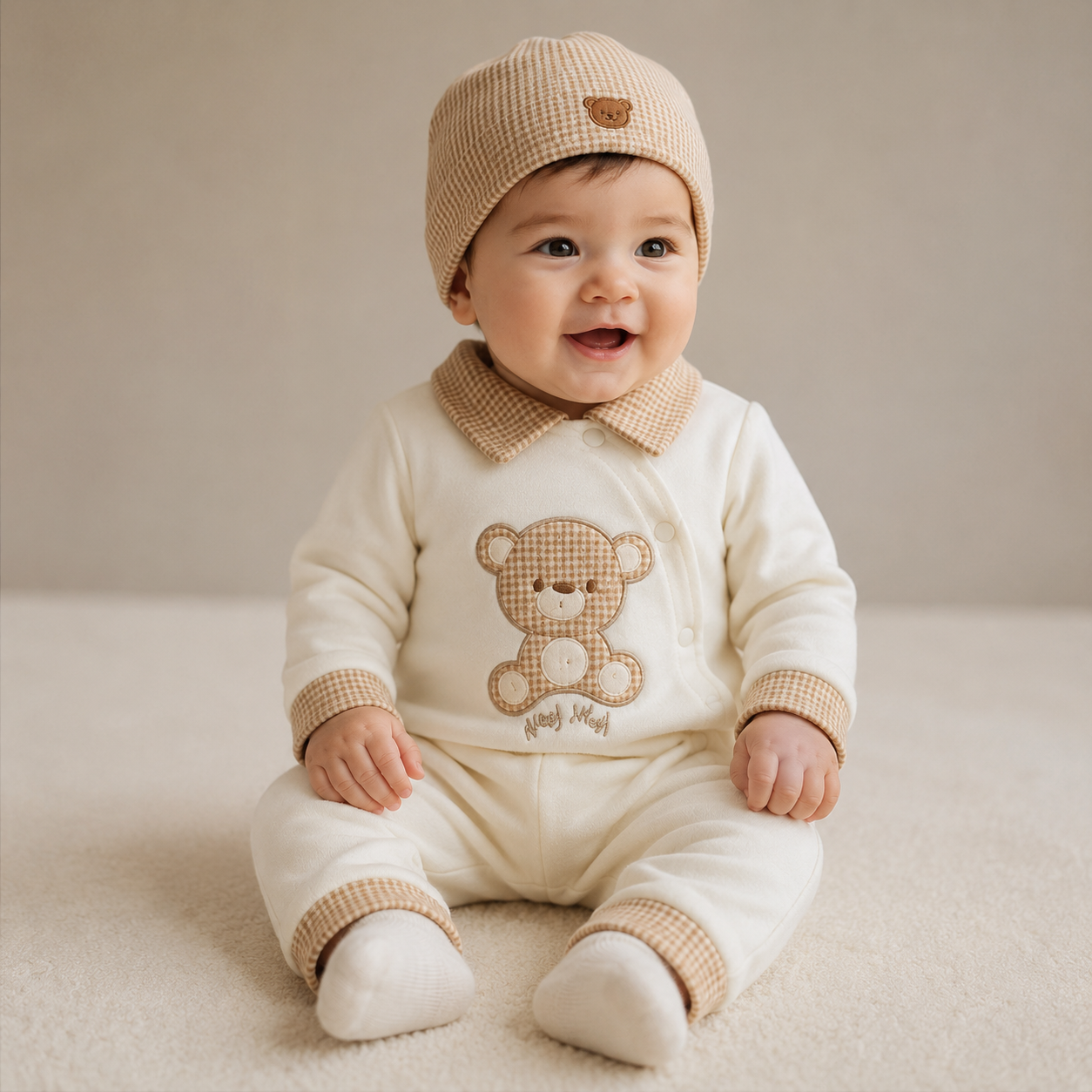 Teddy Bear Footed Romper Set